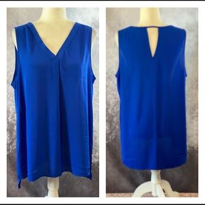 Pleione cobalt blue sleeveless chiffon blouse